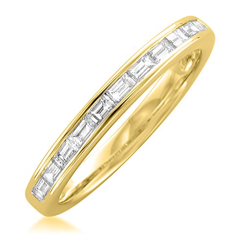 1/2 Carat Diamond, Channel-Set 14K Solid Gold Baguette Diamond Bridal Wedding Band (I-J, VS2-SI1) by La4ve Diamonds | Real Diamond Jewelry For Women |Gift Box Included (White,Yellow,Rose Gold)