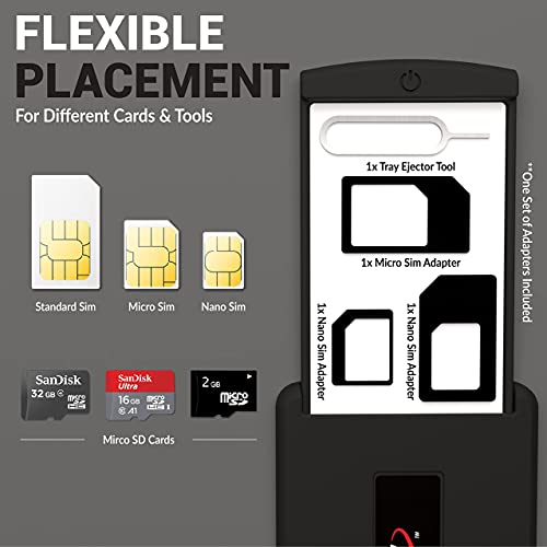 GPG2 Mobile Safe Case - Sim Card Holder Case - Safe Travel for All Your SIM Cards, Micro SD Cards, and Mobile Tools. Sim Card Converter Kit Included