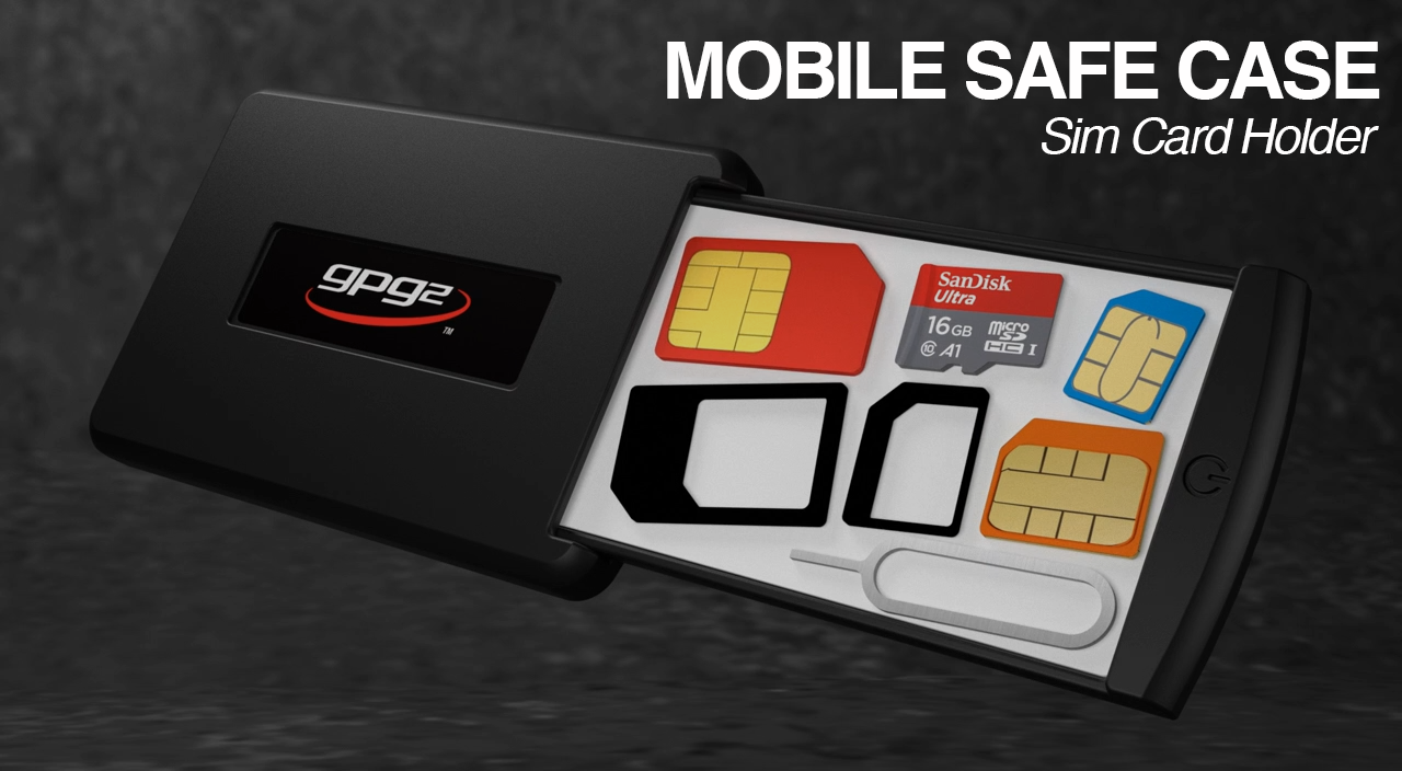 GPG2 Mobile Safe Case - Sim Card Holder Case - Safe Travel for All Your SIM Cards, Micro SD Cards, and Mobile Tools. Sim Card Converter Kit Included