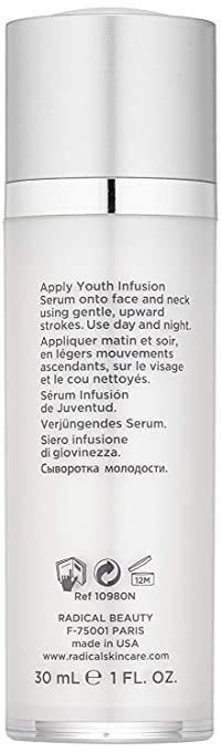 Radical Skincare Youth Infusion Serum - Evens Skin Tone, Reduces Fines Lines & Wrinkles - Hydrates & Smooths Skin - For All Skin Types Including Sensitive Skin - Paraben Free (1 fl oz, 2 Pack)