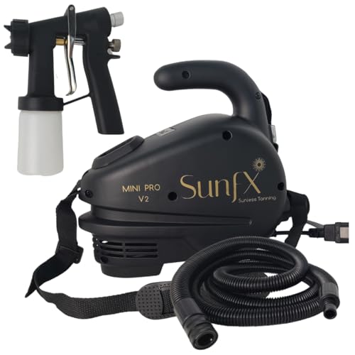 SunFX Pro Mini V2 Professional Airbrush HVLP Sunless Tanning System | Salon Use | Soultion Pack | Accessories