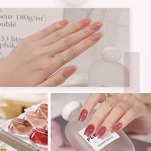 GAOY Icy Jelly Gel Nail Polish Set of 6 Colors Including Red Pink Nude Gel Polish Kit UV LED Soak Off Nail Polish Home DIY Manicure Nail Salon Varnish