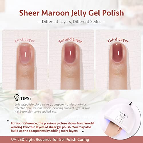 GAOY Icy Jelly Gel Nail Polish Set of 6 Colors Including Red Pink Nude Gel Polish Kit UV LED Soak Off Nail Polish Home DIY Manicure Nail Salon Varnish