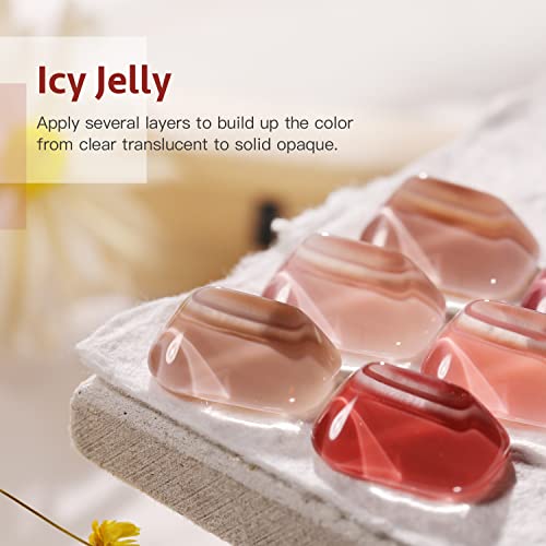 GAOY Icy Jelly Gel Nail Polish Set of 6 Colors Including Red Pink Nude Gel Polish Kit UV LED Soak Off Nail Polish Home DIY Manicure Nail Salon Varnish