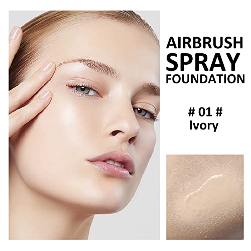 KYDA AirBrush Foundation Spray, Silky Foundation Mist Makeup, Flawless Coverage for Smooth Creamy Nude Finish, Breathable Blendable Lasting Moisturizing Formula, by Ownest Beauty-#01 Ivory