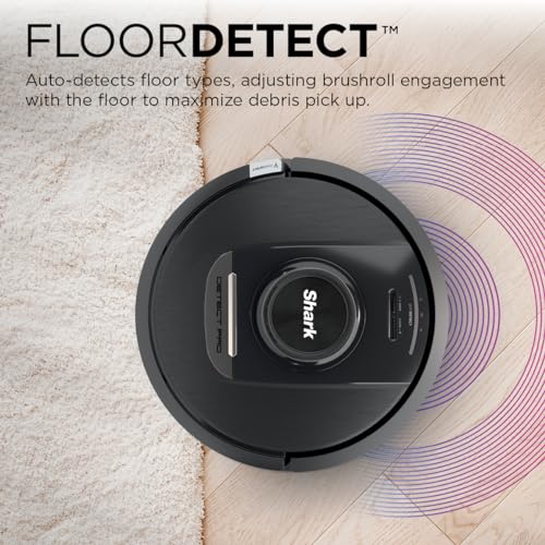 Shark Detect Pro Self-Empty Robot Vacuum with NeverStuck Technology, Auto Deep-Clean Carpets & Hardfloors, 30 Day Capacity HEPA Bagless Base, for Pet Hair, WiFi Black (AV2820S)