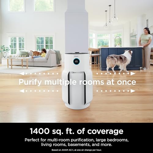 Shark HP302 NeverChange Air Purifier MAX, 5-year HEPA filter, save $300+ in filter replacements, Whole House, 1400 sqft, Odor Neutralizer Technology, captures 99.98% of particles, dust, smells. White