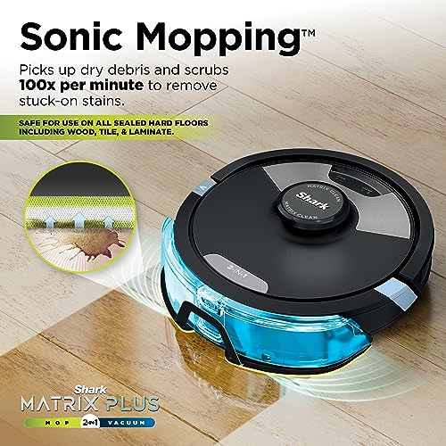 Shark AI Ultra 2in1 Robot Vacuum & Mop with Sonic Mopping, Matrix Clean, Home Mapping, HEPA Bagless Self Empty Base, CleanEdge Technology, for Pet Hair, Wifi, Works with Alexa, Black/Silver (RV2610WA)