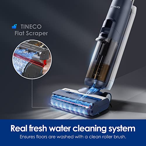 Tineco Floor ONE S5 Smart Cordless Wet Dry Vacuum Cleaner and Mop for Hard Floors, Digital Display, Long Run Time, Great for Sticky Messes and Pet Hair, Space-Saving Design, Blue