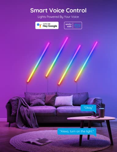 Govee RGBIC LED Wall Lights, Glide Wall Lights, Works with Alexa and Google Assistant, Smart LED Light Bars for Gaming Room Decor and Streaming, Multicolor Glide Sconces, Music Sync, 6 pcs