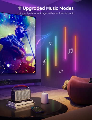 Govee RGBIC LED Wall Lights, Glide Wall Lights, Works with Alexa and Google Assistant, Smart LED Light Bars for Gaming Room Decor and Streaming, Multicolor Glide Sconces, Music Sync, 6 pcs