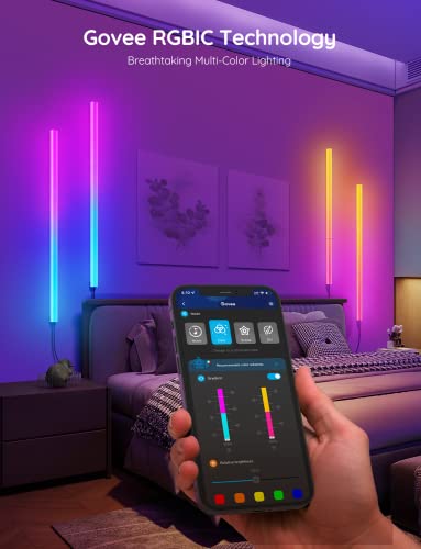 Govee RGBIC LED Wall Lights, Glide Wall Lights, Works with Alexa and Google Assistant, Smart LED Light Bars for Gaming Room Decor and Streaming, Multicolor Glide Sconces, Music Sync, 6 pcs