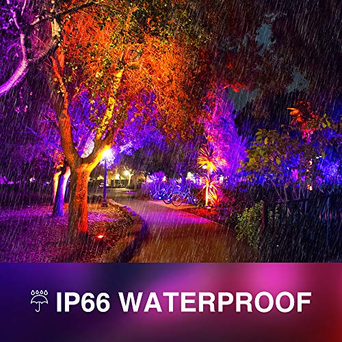 Onforu 4 Pack RGB LED Flood Light 160W Equivalent, DIY Color Changing Stage Lights with Remote, IP66 Indoor Outdoor Landscape Floor Strobe Light, Uplights for Event, Uplighting Party, Wall Wash,Timing