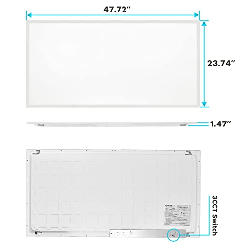 LUXRITE 2x4 FT LED Flat Panel Lights, 50W, 3 Color Selectable 3500K-5000K, 5500 Lumens, Recessed Drop Ceiling Lights, 0-10V Dimmable, 120-277V, Lay-in Fixture, IC Rated, Damp Rated, ETL, DLC (2 Pack)