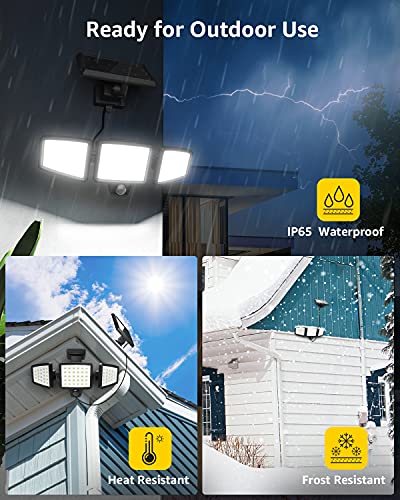 Lepro Solar Flood Lights Outdoor, WL5000 Motion Activated Security Lights, Separate Solar Panel, 3 Adjustable Head 270° Wide Lighting Angle, IP65 Waterproof Wall Lamp for Porch Yard Garage, 2 Packs