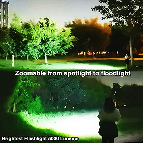 Rechargeable Flashlights High Lumens 2000000 Zoomable 2021 Best Floodlight Spotlight Strobe Light Lanterns World s Brightest Flashlight for Outdoor Emergencies Camping Fishing Power Outage Cars