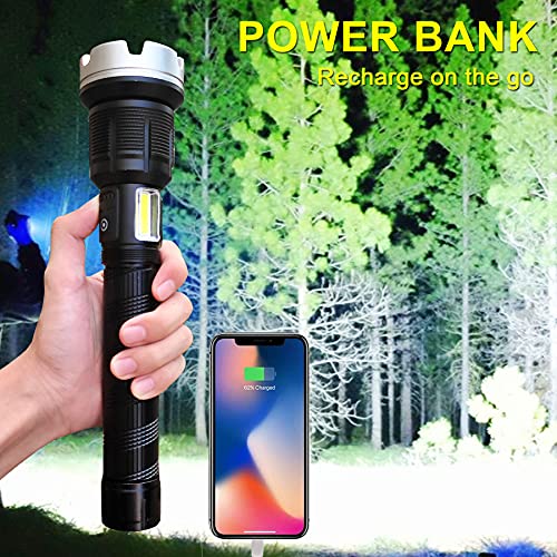 Rechargeable Flashlights High Lumens 2000000 Zoomable 2021 Best Floodlight Spotlight Strobe Light Lanterns World s Brightest Flashlight for Outdoor Emergencies Camping Fishing Power Outage Cars