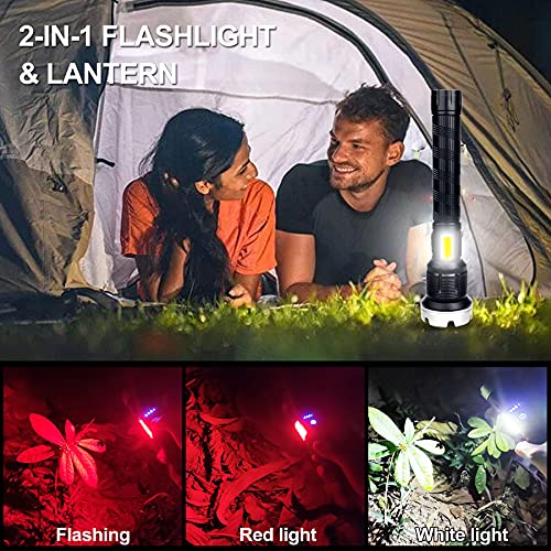 Rechargeable Flashlights High Lumens 2000000 Zoomable 2021 Best Floodlight Spotlight Strobe Light Lanterns World s Brightest Flashlight for Outdoor Emergencies Camping Fishing Power Outage Cars