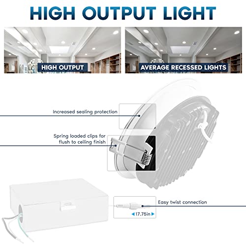 LUXRITE 6 Inch LED Recessed Ceiling Light with Junction Box, 18W, 5CCT Selectable 2700K/3000K/3500K/4000K/5000K, 1800LM High Brightness, Dimmable Canless Downlight, Wet Rated, IC Rated, ETL (4 Pack)