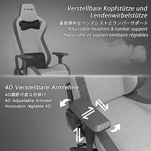 KARNOX Legend TR Game Chair Ergonomic Office Desk Chair High Back Executive PC Chair with Headrest and Lumbar Support and 360¡ãDegree Swivel for Big and Tall Adults Cloth Light Grey