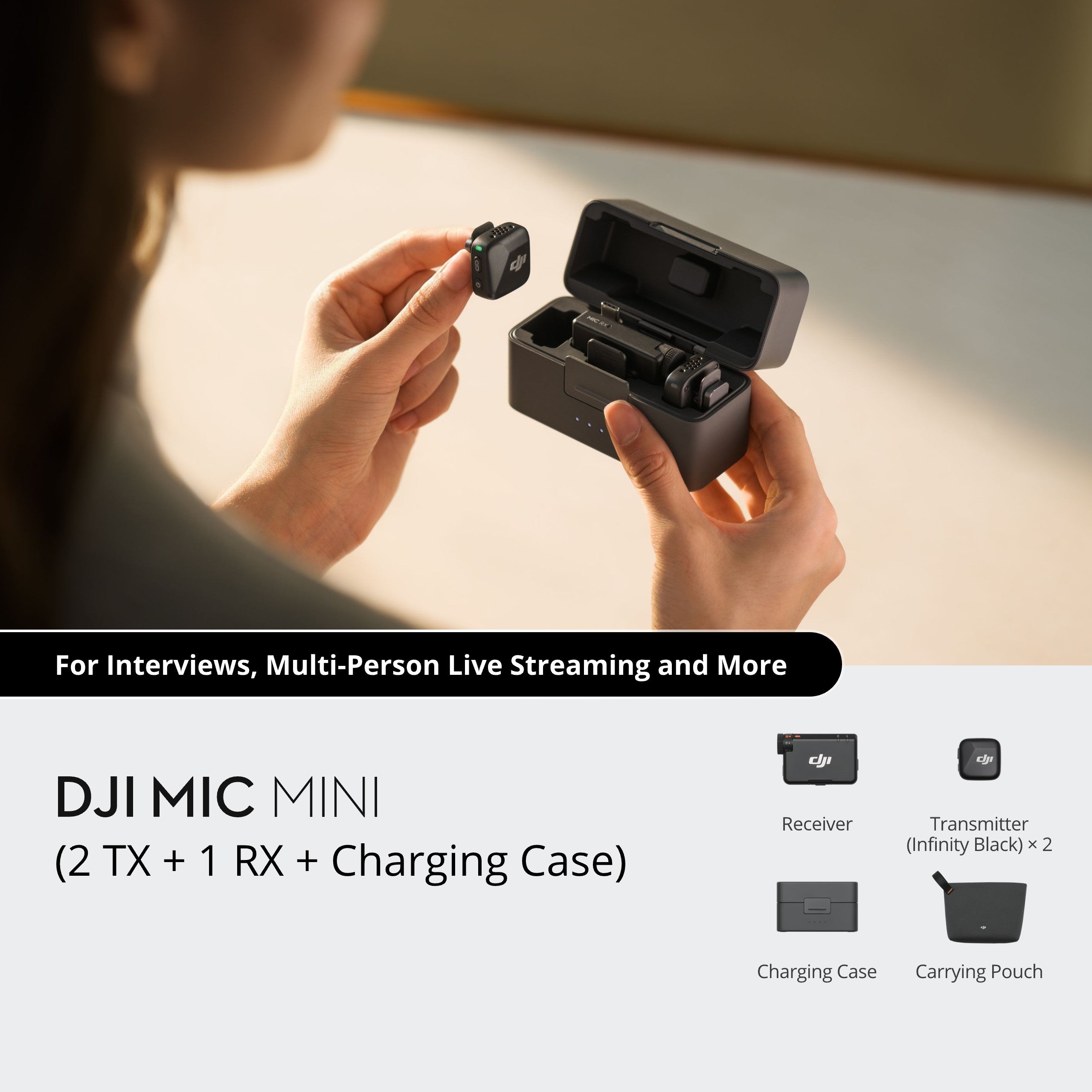 DJI Mic Mini (2 Transmitters + 1  Receiver + Charging Case)