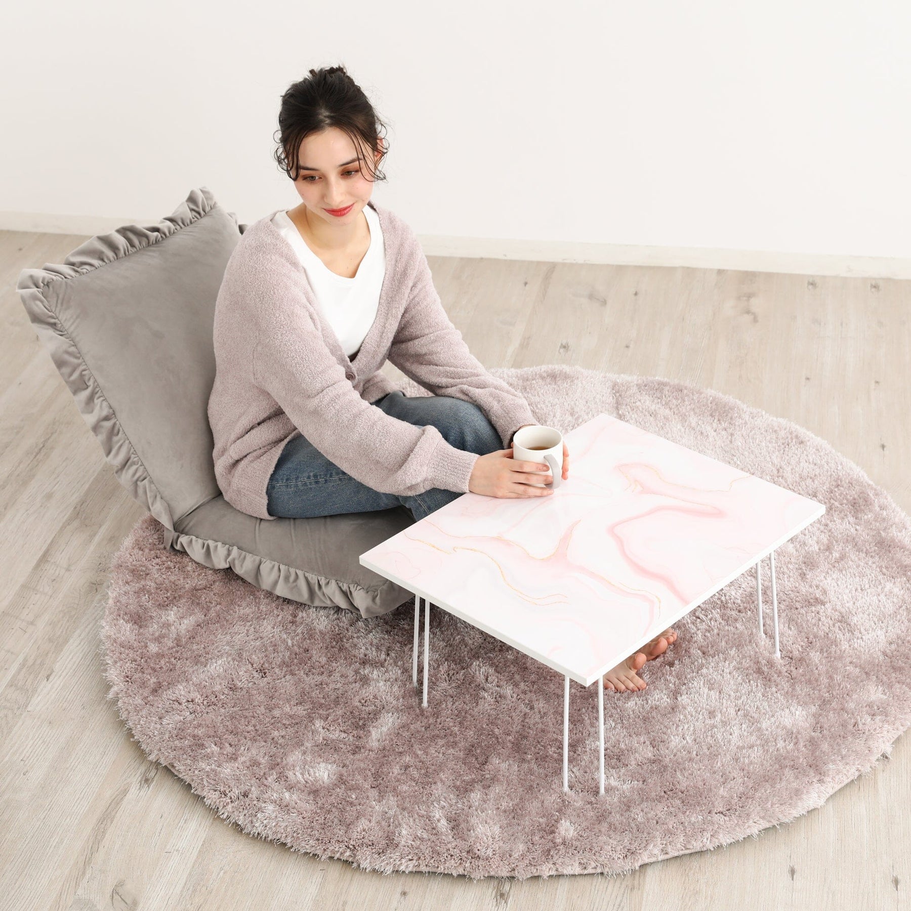 Art Table W600×D480×H310 Marble Pink