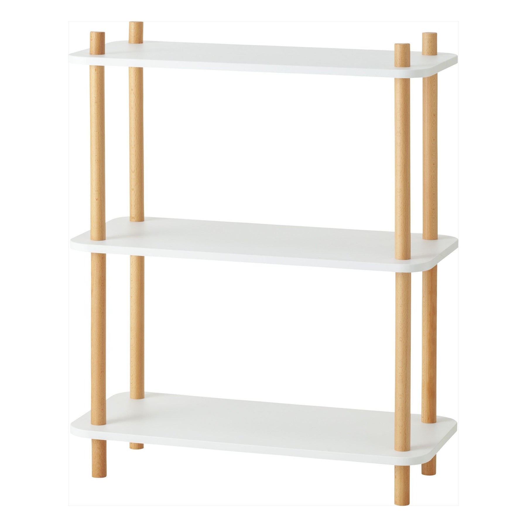 Wood Pole Shelf 3 White X Natural (W650 × D300 × H806)