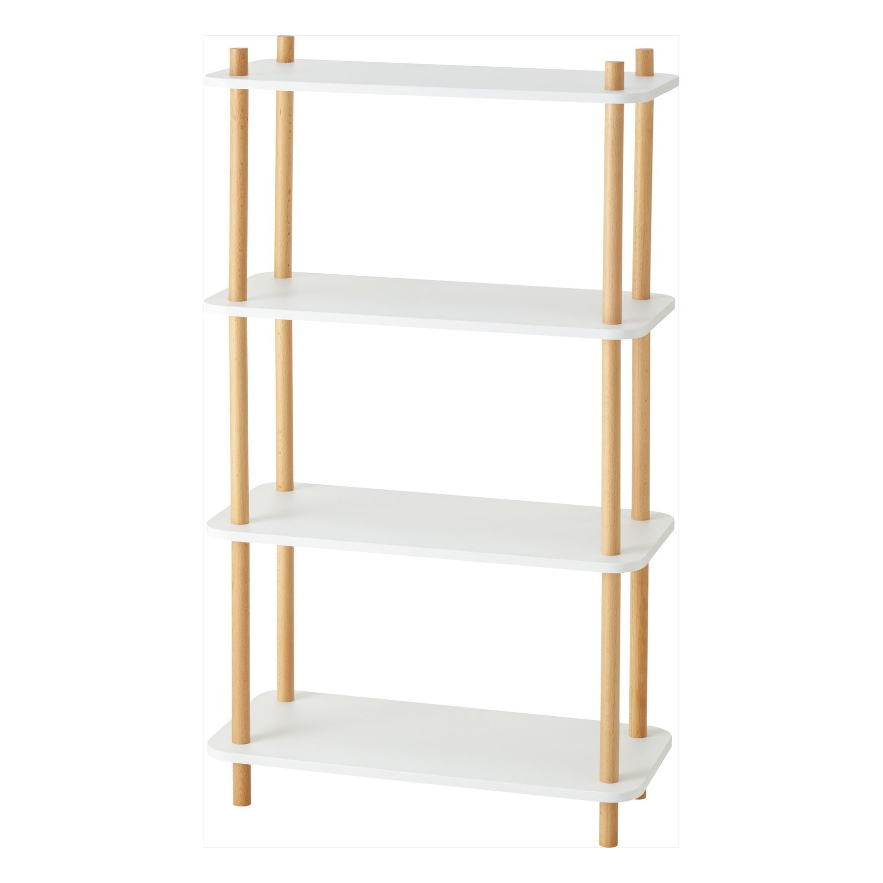 Wood Pole Shelf 4 White X Natural (W650 × D300 × H1140)