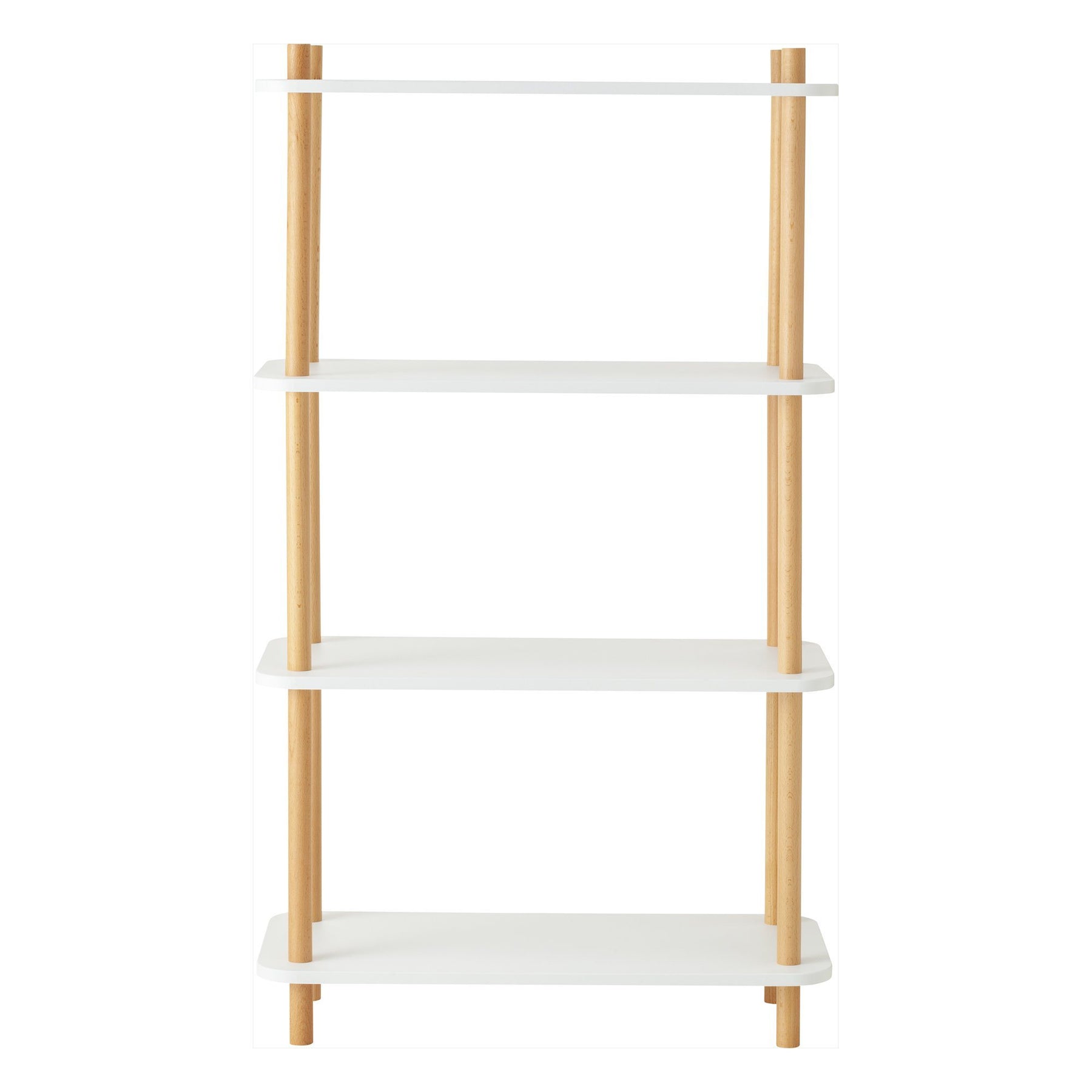 Wood Pole Shelf 4 White X Natural (W650 × D300 × H1140)