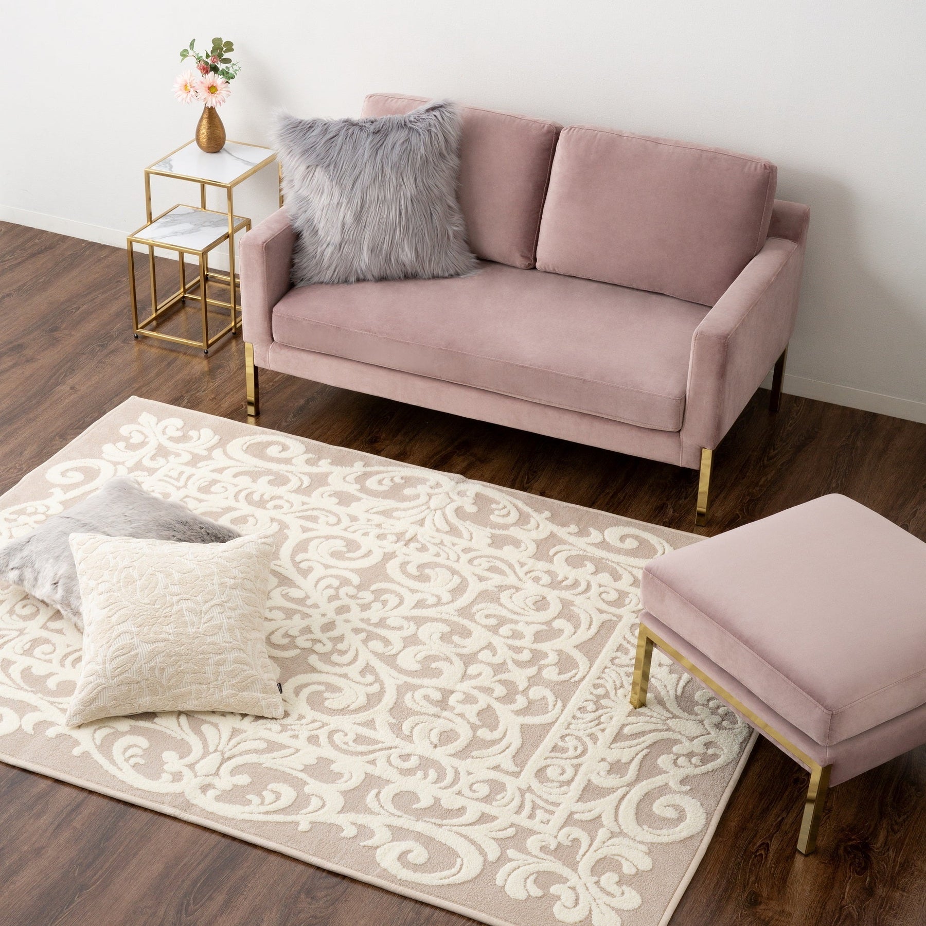 Splen Sofa 2 Pink x Gold