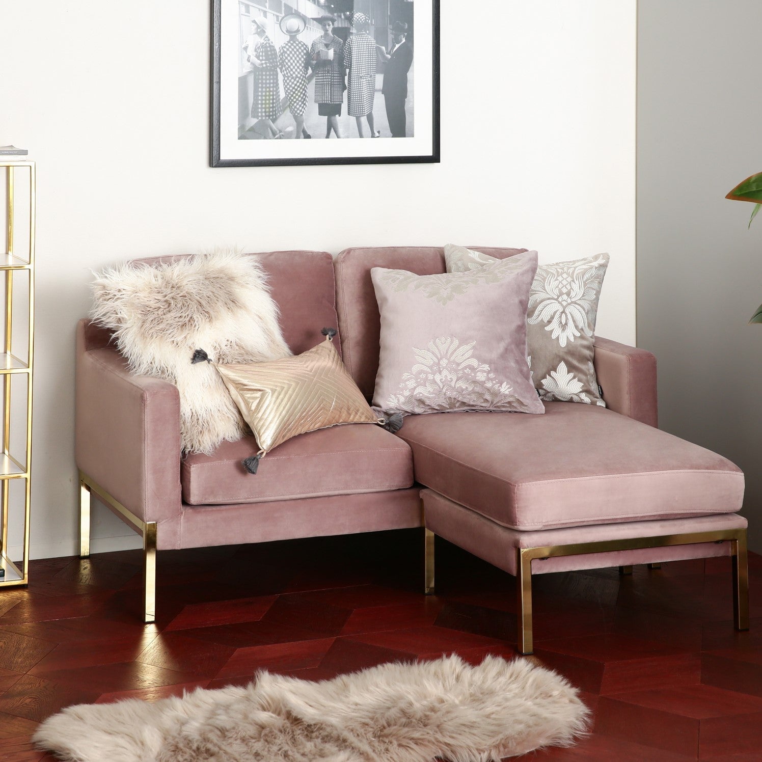 Splen Sofa 2 Pink x Gold